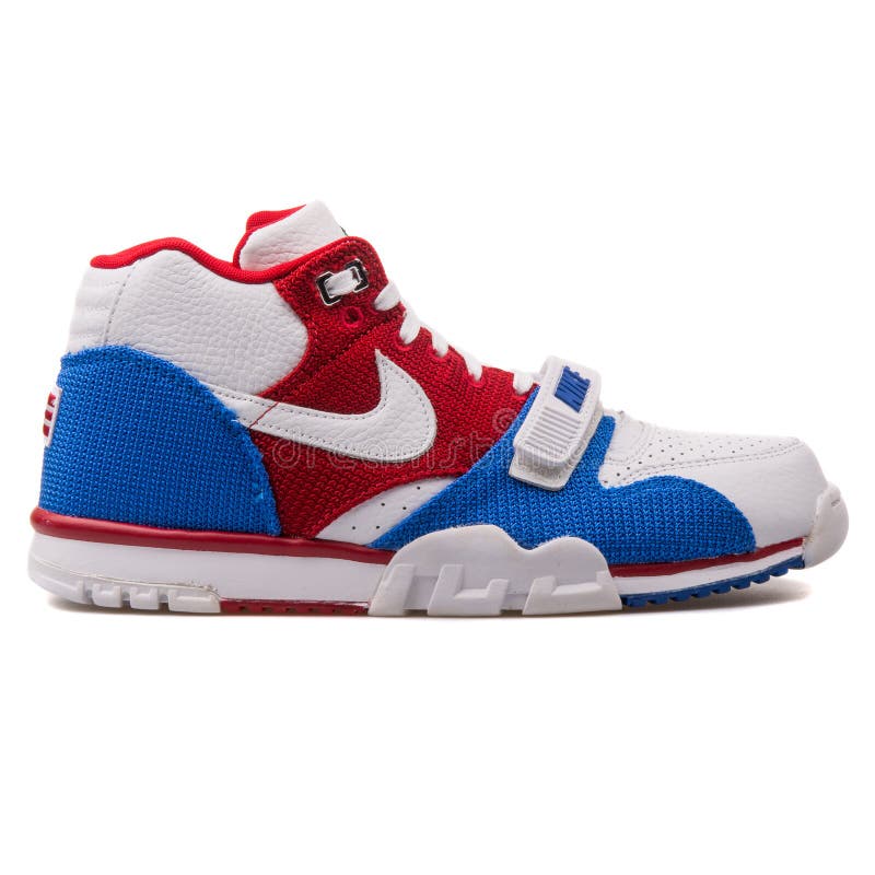 Nike Air Trainer 1 Mid Premium QS White, Red and Blue Sneaker Editorial Photography - Image of