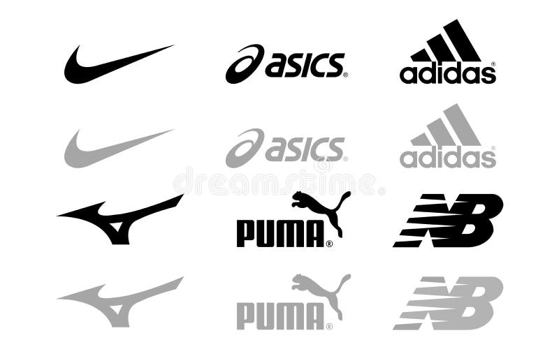 versus Prohibición de nuevo Nike, Asics, Adidas, Mizuno, Puma, New Balance - Logos of Sports Equipment  and Sportswear Company. Kyiv, Ukraine - November 15, Editorial Stock Image  - Illustration of corporation, clothing: 202094689