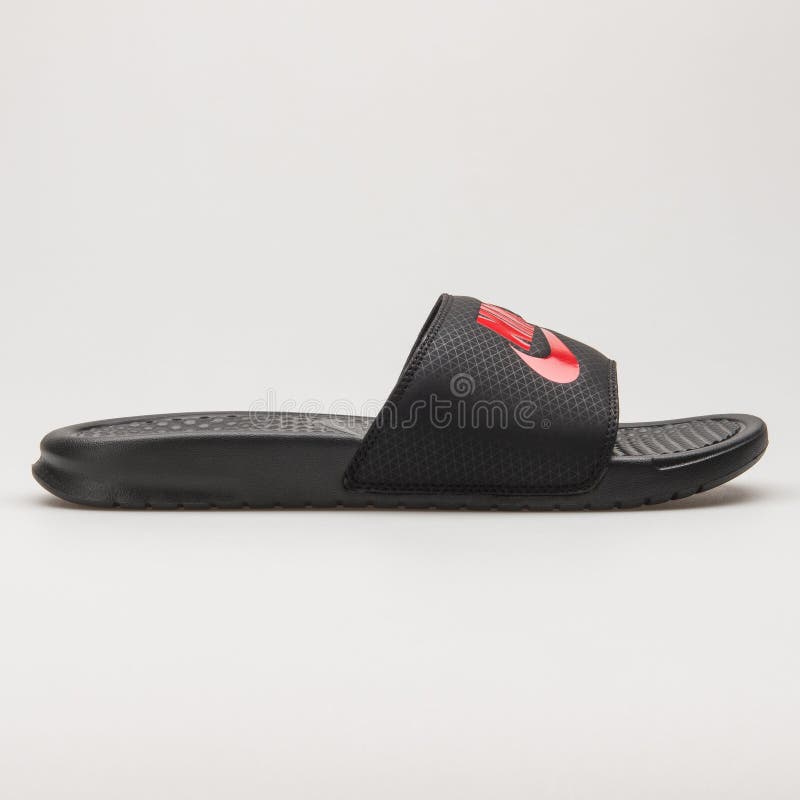 nike benassi black and red