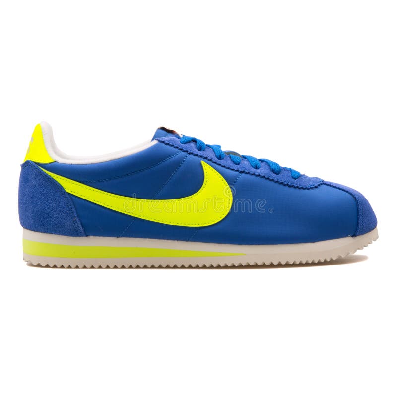 nike classic cortez blue yellow