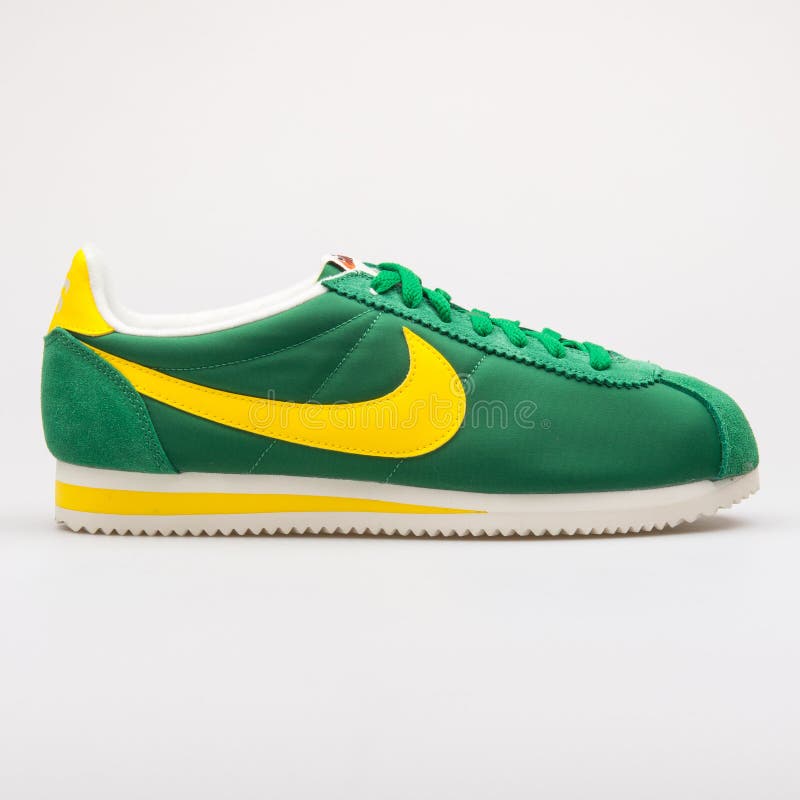 green and yellow nike cortez