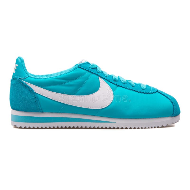 Nike Classic Cortez Nylon Blue and White Sneaker Editorial Stock Image - Image of fitness