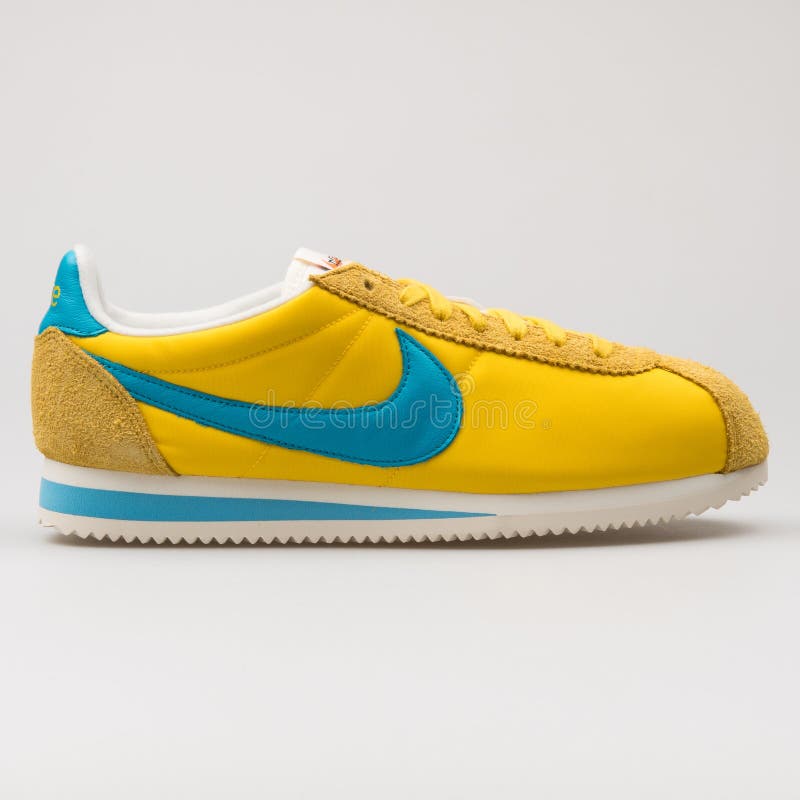 Nike Classic Cortez Nylon KM QS Yellow and Blue Sneaker Editorial Image -  Image of color, cortez: 178671930