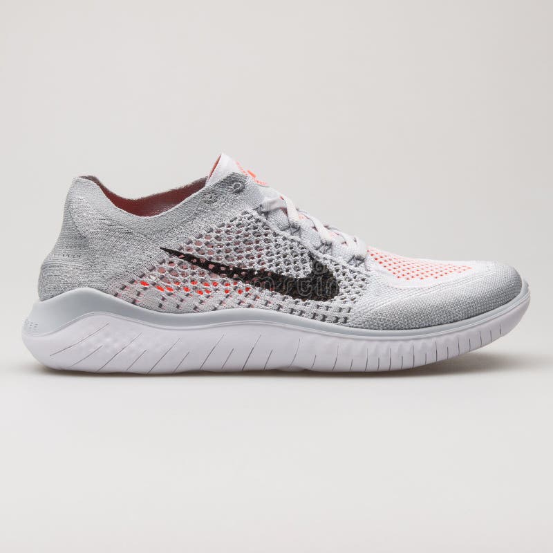 Nike Free RN Flyknit 2018 Grey, Black and White Sneaker Editorial Image -  Image of activity, back: 181430230