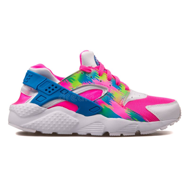 nike huarache white pink blue