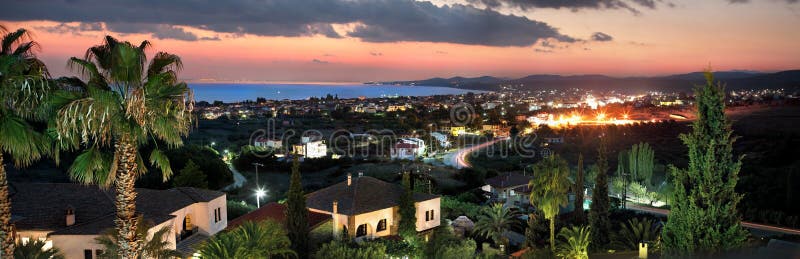 Nikiti town, Chalkidiki, Greece, top view panorama cityscape in stock photo Nikiti town, Chalkidiki, Greece, top view panorama cityscape in stock photo