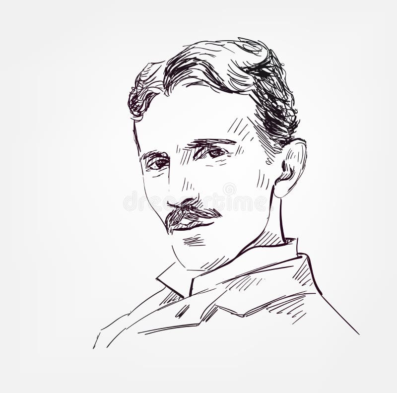 nikola tesla vector sketch portrait isolated 188445856