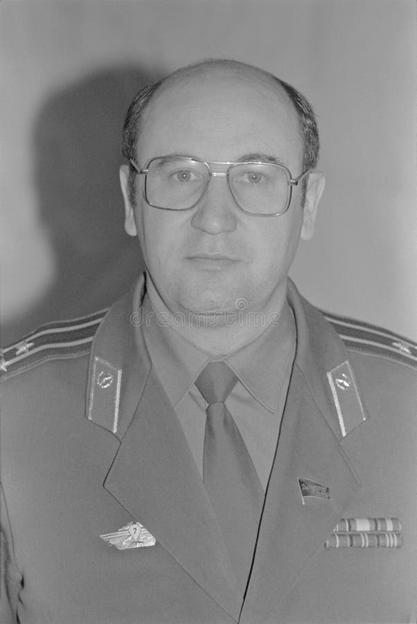 Moscow, USSR - December 21, 1990: Portrait of People`s Deputy of the USSR colonel Nikolai Semyonovich Petrushenko at 4th Congress of People`s Deputies of the USSR