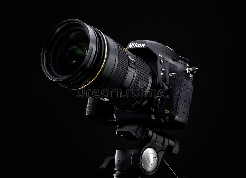  Nikon  D750  And Zoom Lens Over Black Background  Editorial 