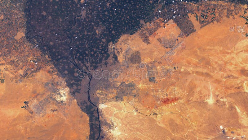 Nile valley in Egypt, satellite image. Desert