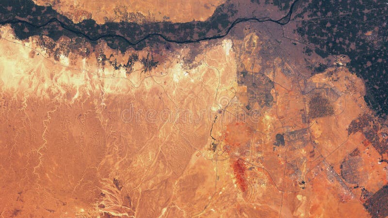 Nile valley in Egypt, satellite image. Desert