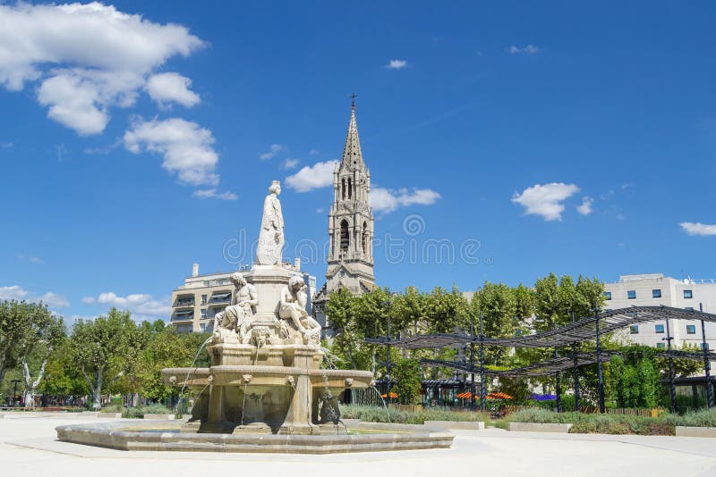 Esplanade Charles-de-Gaulle Nimes, France Stock Photo - Image of ...