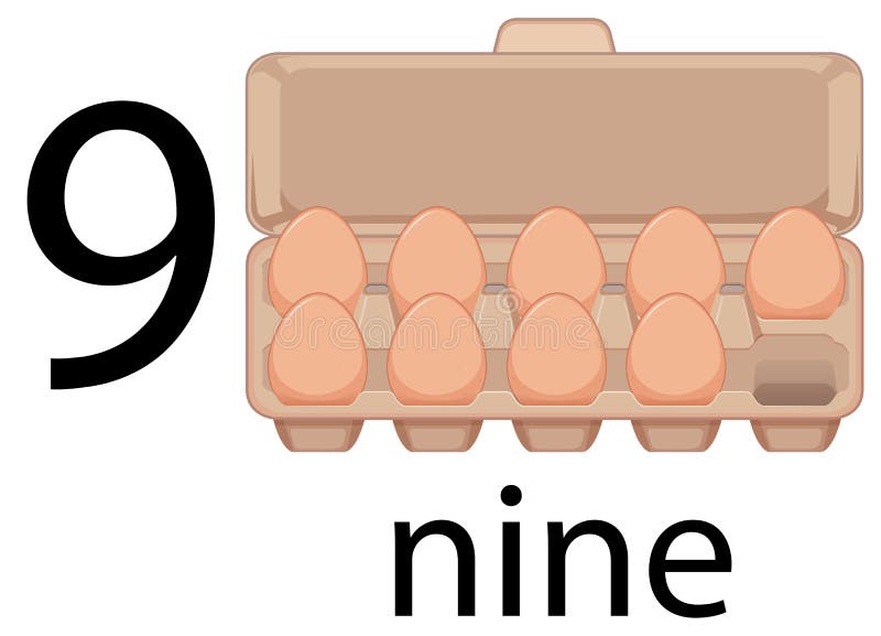Nine egg in carton