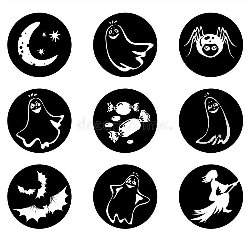 Nine Halloween symbols