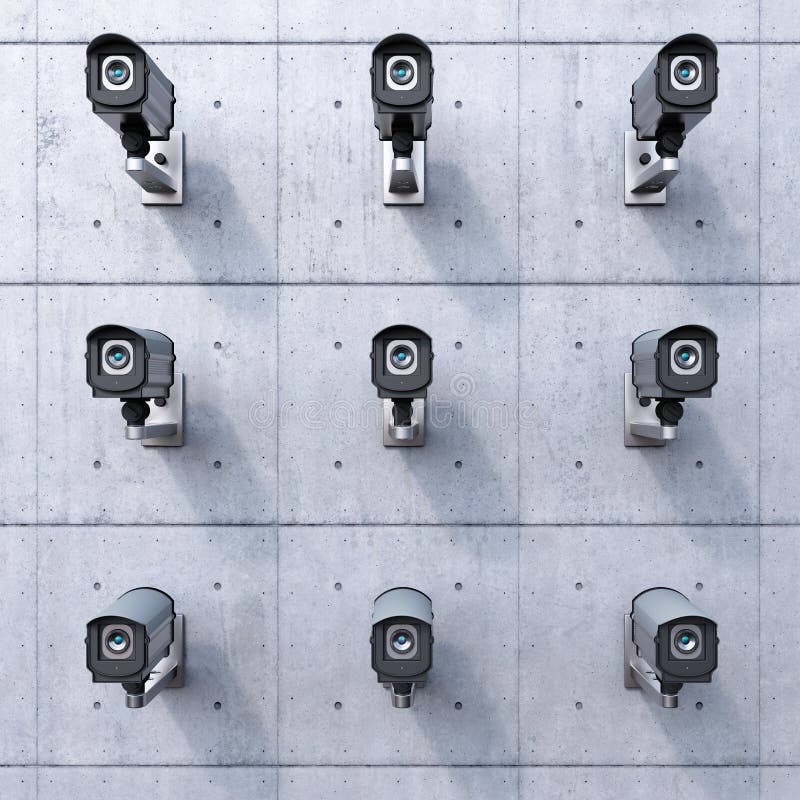 Nine security cameras