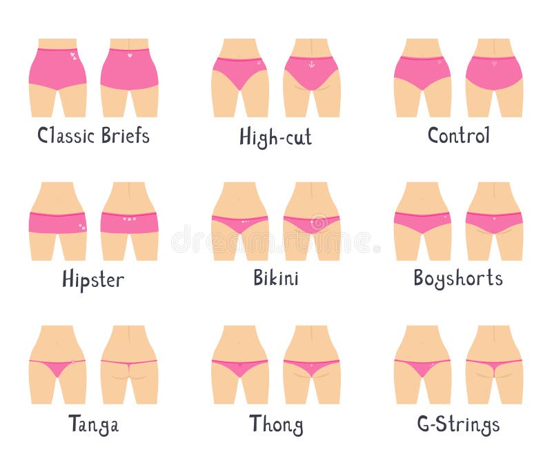 Nine Various Styles of Women`s Panties Stock Vector - Illustration