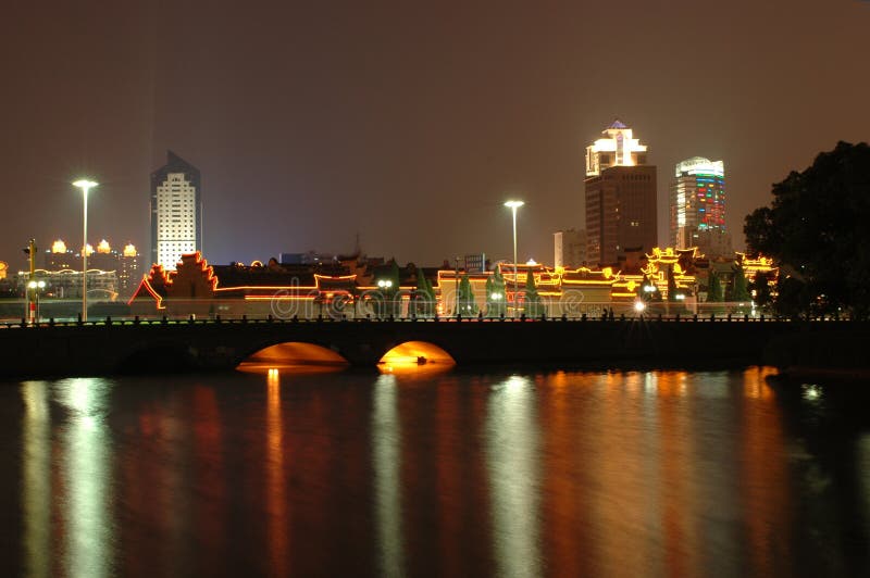 Ningbo, China - moon lake by night