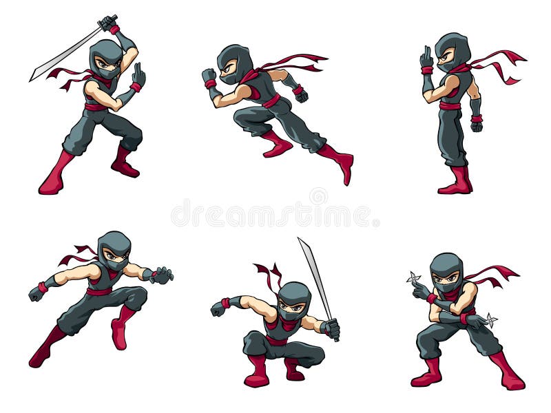 Premium Vector  Cartoon ninja posing and holding a sword