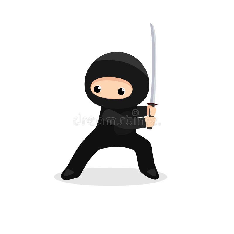 Desenho Animado Do Ninja Clipart Com Conceito Simples Ilustração do Vetor -  Ilustração de menino, sinal: 218098650