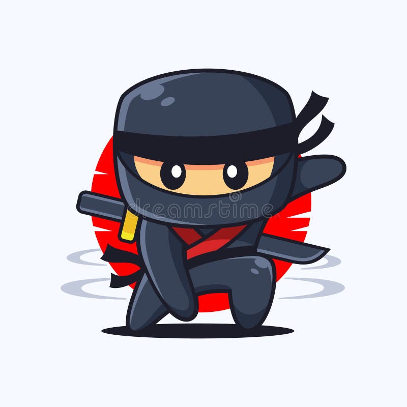 ninja de desenho animado preto define 12 com seis poses diferentes 3381499  Vetor no Vecteezy