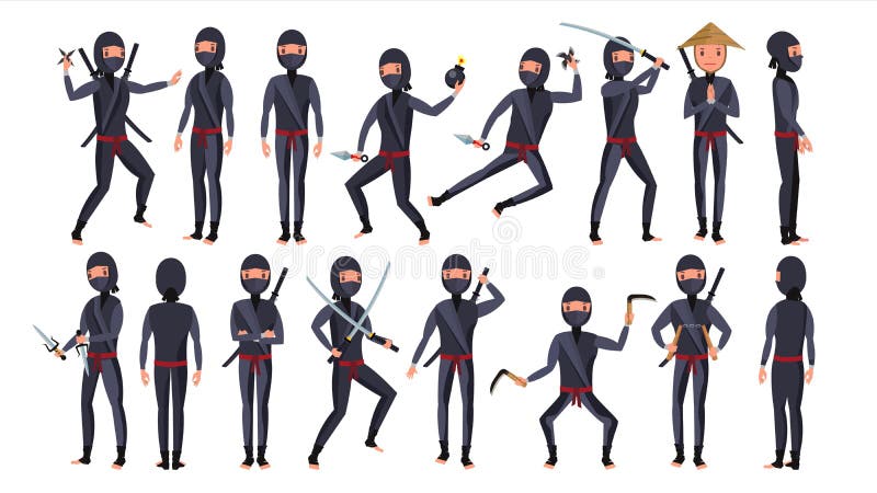 Vetores de Personagem De Ninja Assassino Em Um Treinamento De Traje  Completo Preto Com Espada De Bambu Na Mão Arte Marcial Japonesa Vector  Ilustração e mais imagens de Adulto - iStock