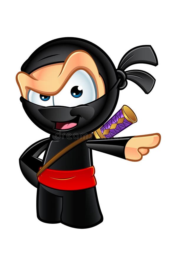 Ilustração de desenho animado de ninja em traje de diabo vermelho