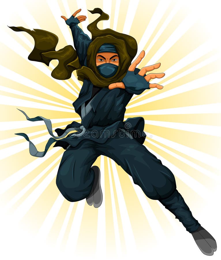 ninja dos desenhos animados em fundo branco 5161837 Vetor no Vecteezy