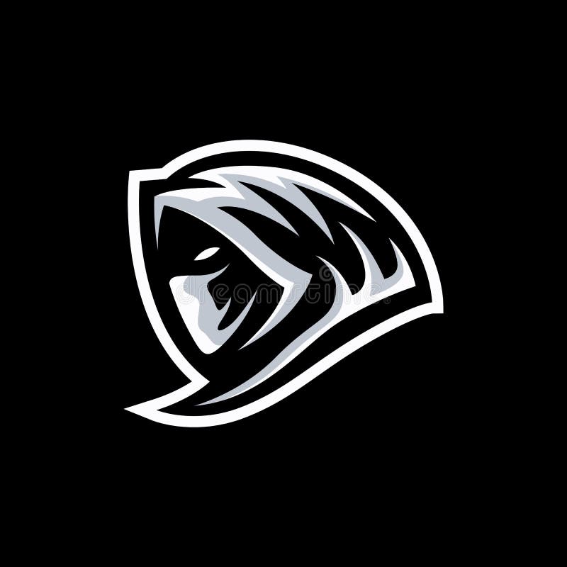 Ilustração em preto e branco do Esport Logo Head Ninja Ink · Creative  Fabrica