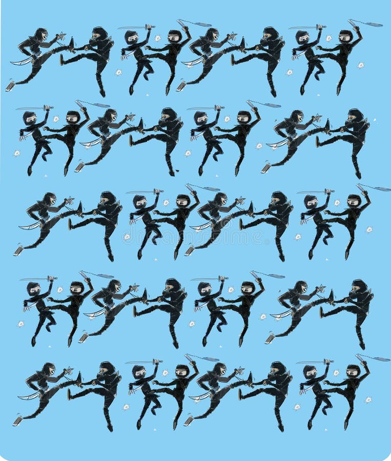NInja Fighting Movement Or Karate Kick, Flat Vector Illustration Isolated. Stock Vector