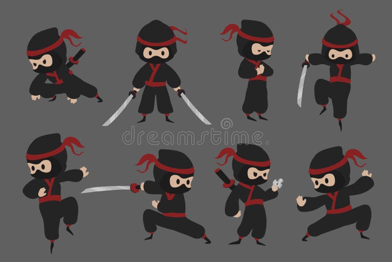 Desenho Animado Do Ninja Clipart Com Conceito Simples Ilustração do Vetor -  Ilustração de menino, sinal: 218098650