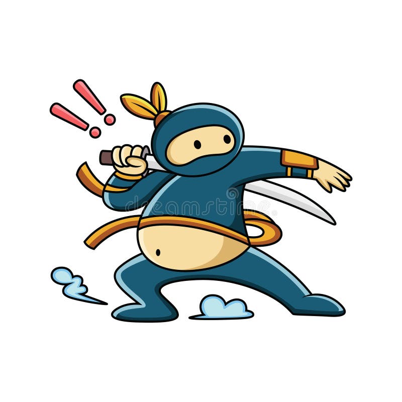 Conjunto de ninja bonito dos desenhos animados em várias poses., Vetor  Premium