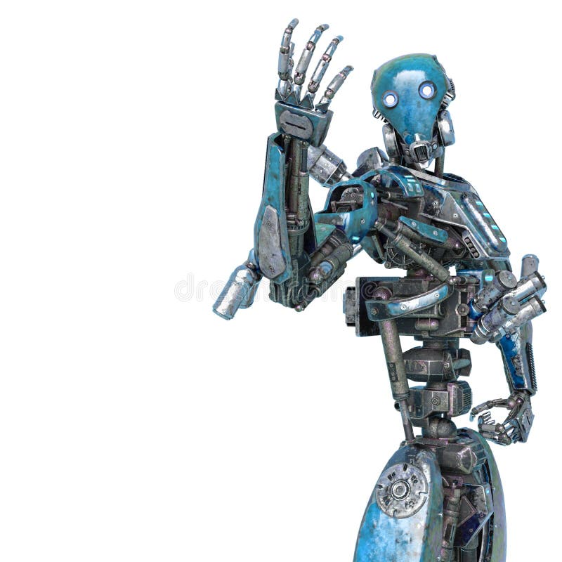 Ninja-Roboter, der im weißen Hintergrund kämpft lizenzfreie abbildung