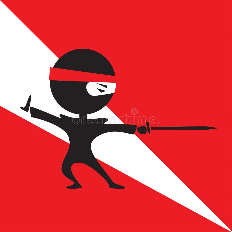 Cute Ninja Clipart, Cartoon with Simple Concept Stock Vector - Illustration  of background, katana: 218098650