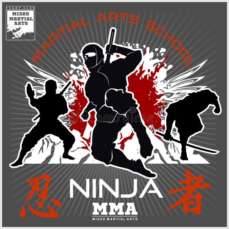 Ninja Warrior Fighter - Mixed Martial Art stock illustration