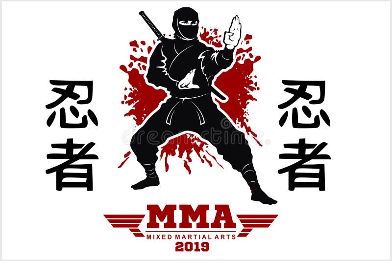 Ninja warrior vector illustration. Silhouette of japanese fighter. royalty free illustration