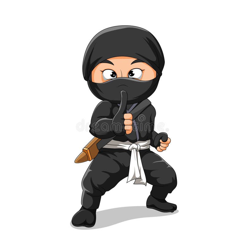 Cute Ninja Clipart, Cartoon with Simple Concept Stock Vector - Illustration  of background, katana: 218098650