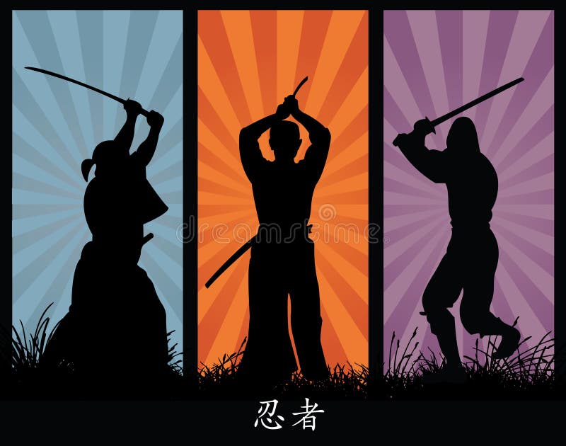 Vector illustration of ninja silhouettes. Vector illustration of ninja silhouettes