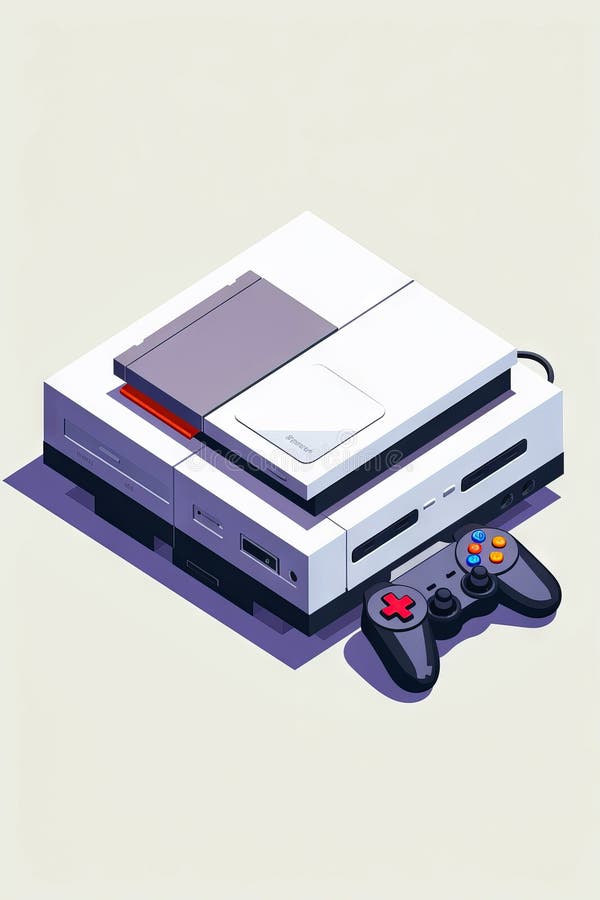 Nintendo mit Spielkonsole und zwei Controller mit weißem Hintergrund. generative Hilfe vektor abbildung