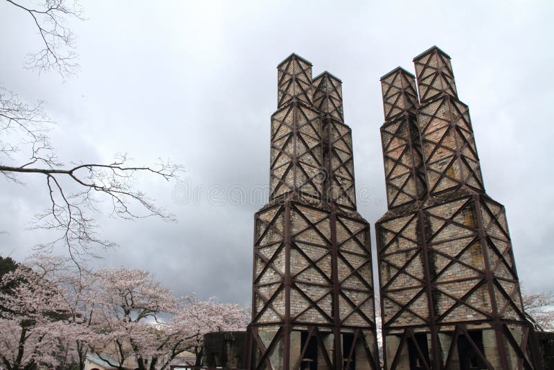 Nirayama reverberatory furnaces and cherry blossoms