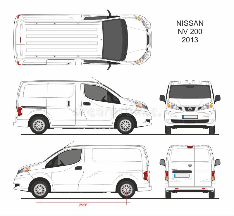  Nissan Nv200: Cargo Van 2013 Foto editorial - Ilustración blanca, plantilla: 253448341