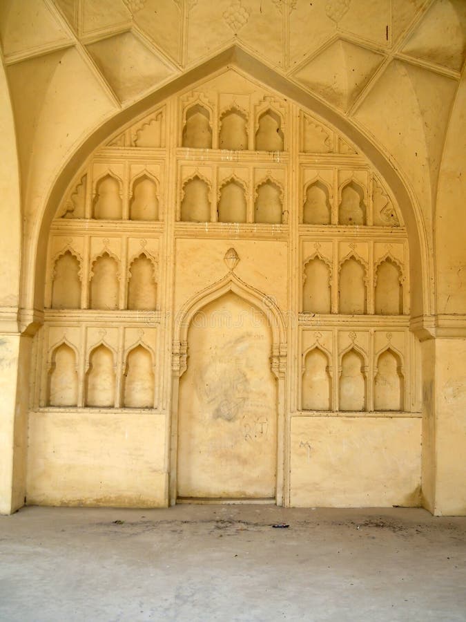 Carved alcoves in the historic Golconda Fort in Hyderabad in India. Carved alcoves in the historic Golconda Fort in Hyderabad in India.