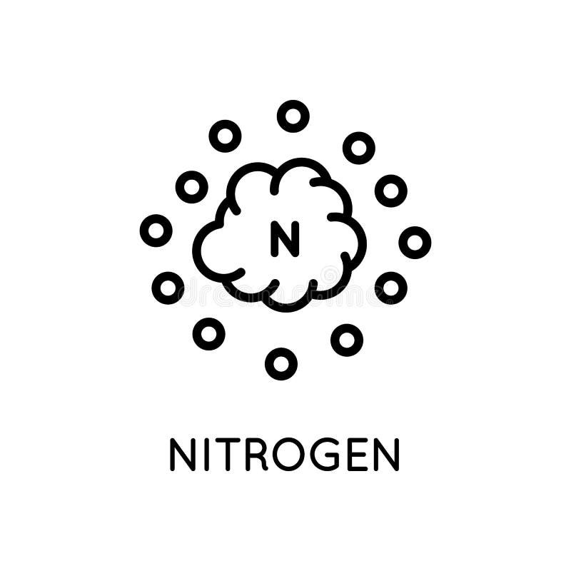 Nitrogen Gas Icon. Done in Modern Black Linear Style Isolated on White ...