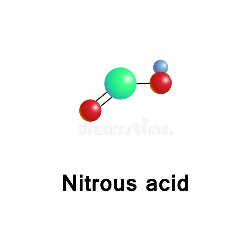 Nitrous Acid Molecular Structure Isolated On White Stock Illustration