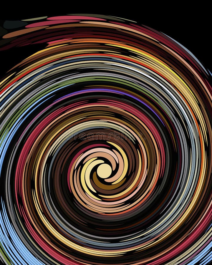 Colorful twirl pattern on black. Colorful twirl pattern on black