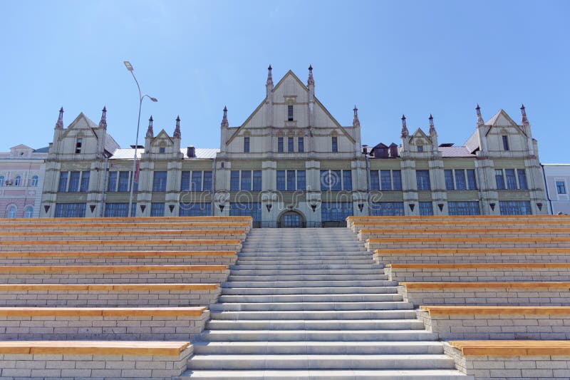 Nizhny Novgorod, Russia. - June 15.2018. The newly built Nizhnevolzhskaya Embankment on the banks of the Oka River