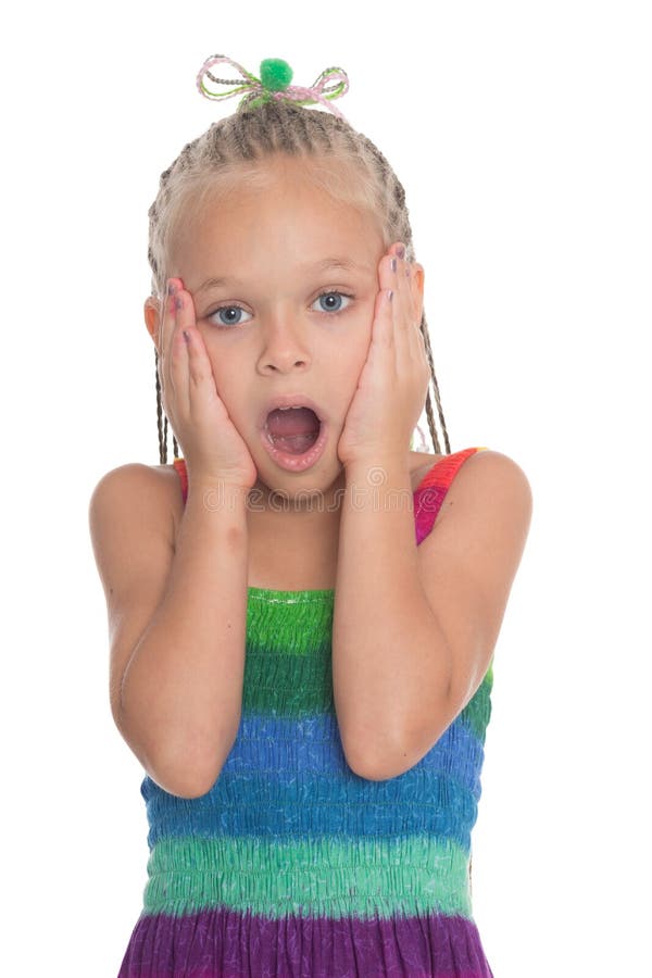 Niña sorprendida de seis años fotos de archivo