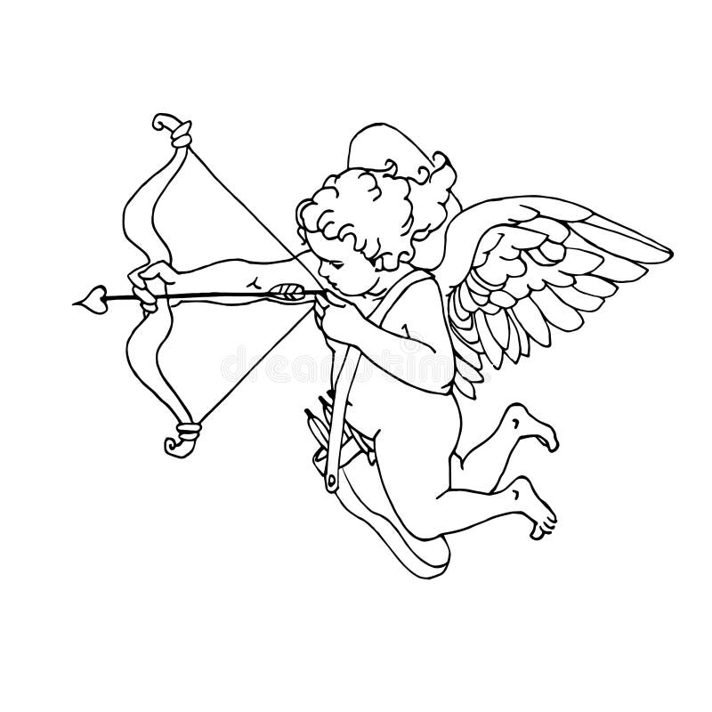 Niño cupido que vuela sobre las alas, símbolo de amor, decoración del día de San Valentín libre illustration Niño cupido que vuela sobre las alas, símbolo de amor, decoración del día de San Valentín libre illustration