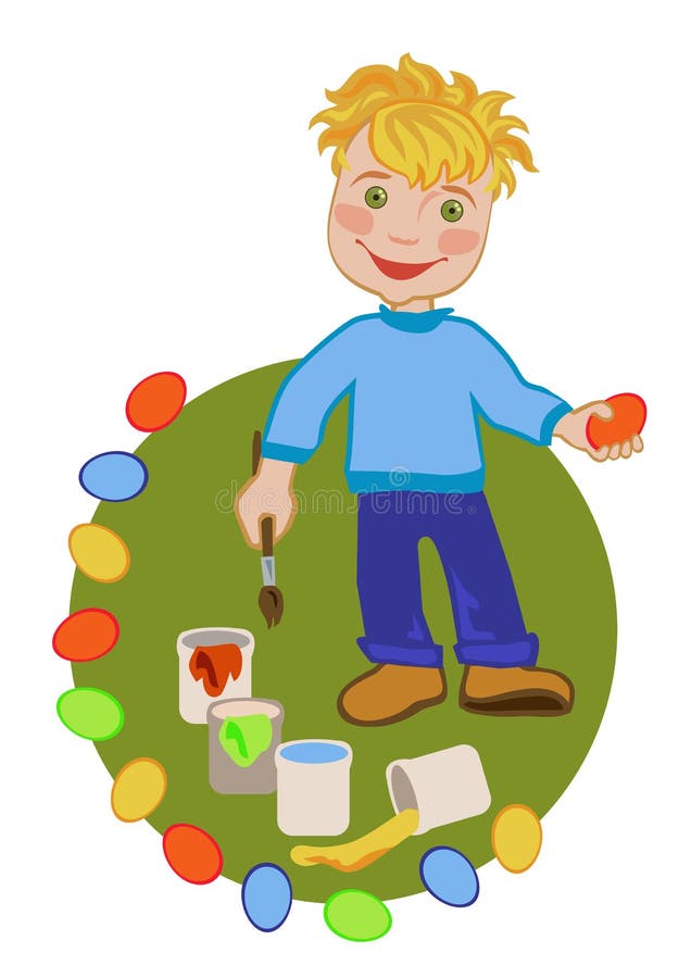 Niño feliz que celebra Pascua ilustración del vector Niño feliz que celebra Pascua ilustración del vector