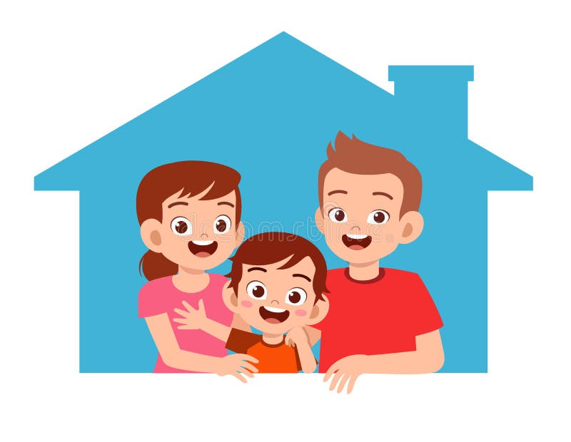 Niño lindo y feliz con padres juntos ilustración del vector