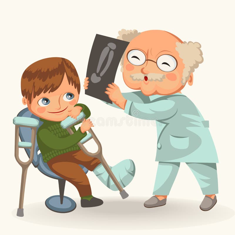 Niño pequeño en el cartel de la cita del traumatologist ilustración del vector Niño pequeño en el cartel de la cita del traumatologist ilustración del vector